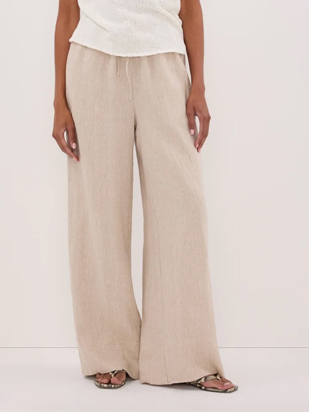 DISSH “ Gina” natural waist 100% linenPants in Beige - size 6US